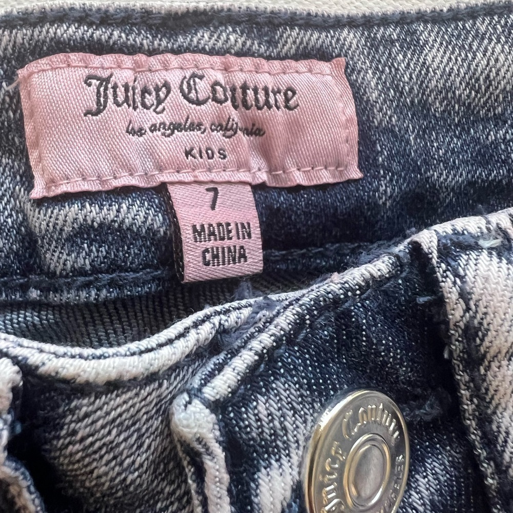 Juicy Couture Kids Mid Rise Straight Jean Girls Size‎ 7 Pink Tint Denim Stretch - Picture 4 of 10